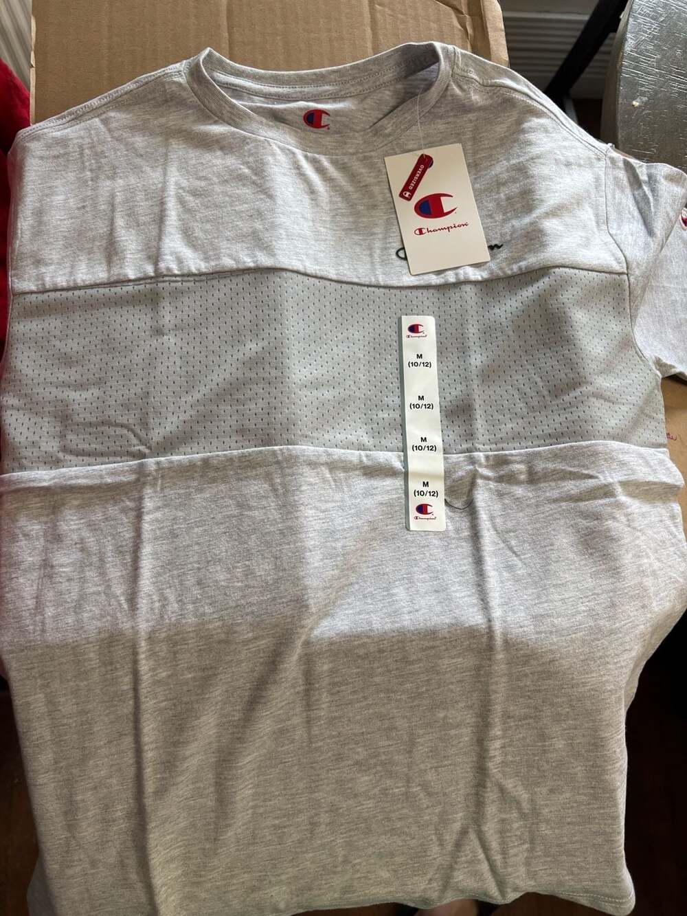 Champion Oversized Mesh Panel Tee Heather Grey Medium